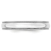 10k White Gold 4mm Lightweight Milgrain Half Round Wedding Band